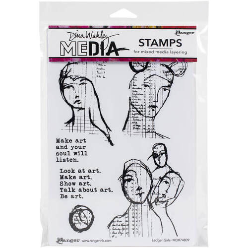 Dina Wakley Media Cling Stamps 6"X9" - Ledger Girls MDR74809