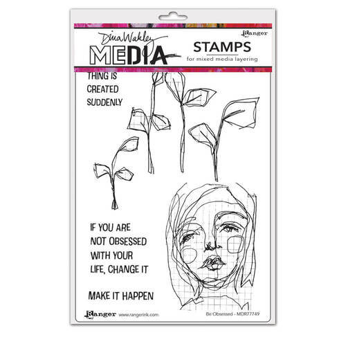 Ranger Dina Wakley Media Cling Stamps 6"X9" - Be Obsessed MDR77749
