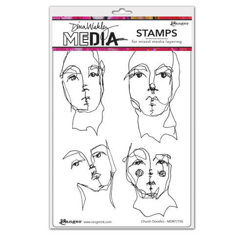 Dina Wakley Media Cling Stamps 6"X9" - Church Doodles MDR77756