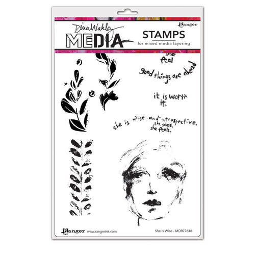 Ranger Dina Wakley Media Cling Stamps 6"X9" - She Is Wise MDR77848