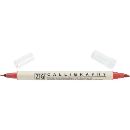 ZIG Memory System Calligraphy Dual-Tip Marker - Pure Red