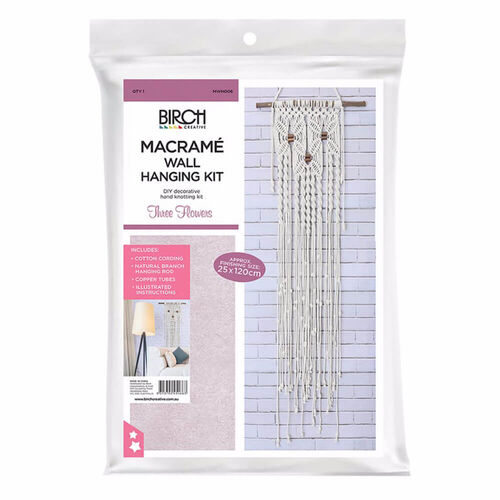 Birch Macrame Wall Hanging Kit - Three Flowers MWH006 (discontinued)
