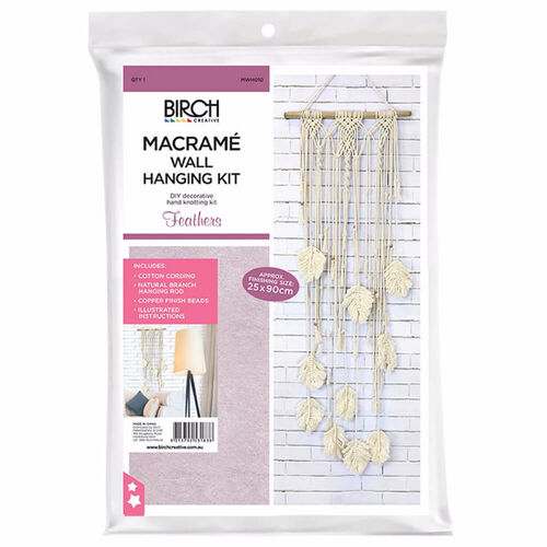 Birch Macrame Wall Hanging Kit - Feathers MWH010