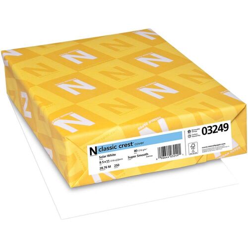 Neenah 80lb Classic Crest Cardstock 8.5"X11" 25/Pkg - Solar White N03249