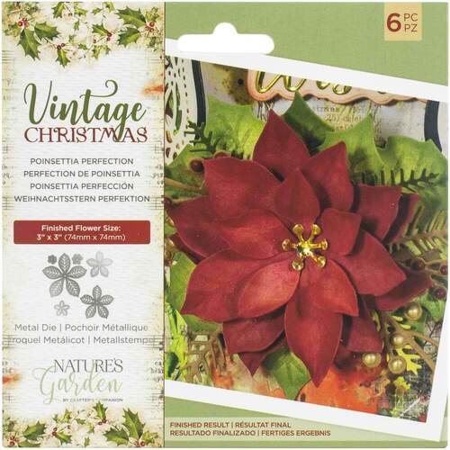 Crafter's Companion Nature's Garden Vintage Christmas Dies - Poinsettia Perfection (Discontinued)