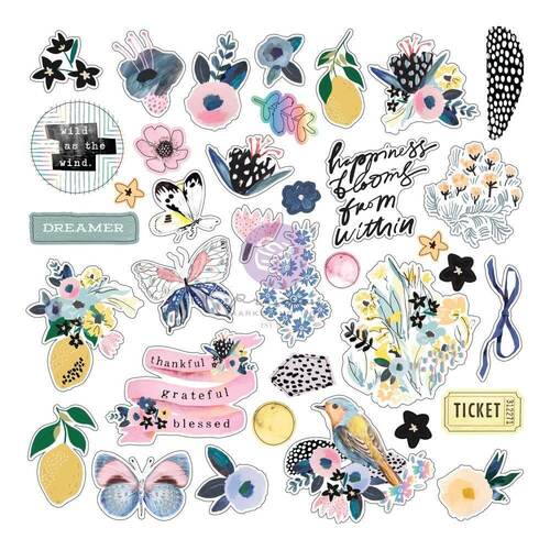 Prima Marketing Spring Abstract Cardstock Ephemera 72/Pkg - Icons w/ Foil Details