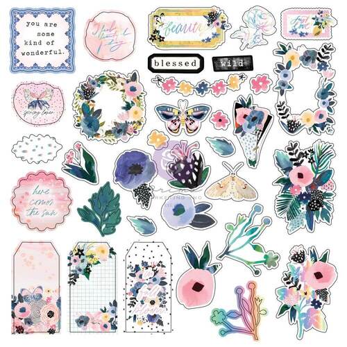 Spring Abstract Cardstock Ephemera 68/Pkg - Elements W/ Foil Details