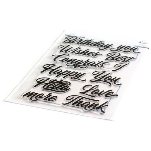 Pinkfresh Studio Clear Stamps Set 6"X8" - Brushed Sentiments PF134221