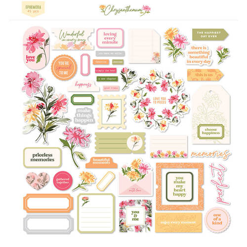 Pinkfresh Studio - Chrysanthemum Collection - Ephemera Pack 172522
