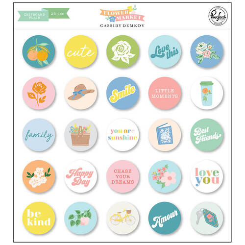 Pinkfresh Studio - Flower Market Collection - Chipboard Flair 186123