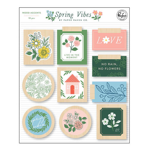 Pinkfresh Studio - Spring Vibes Collection - Wood Accent Stickers 188323