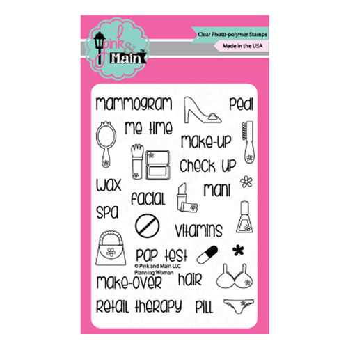 Pink & Main Clear Stamps - Planning Woman PM0156