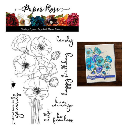 Paper Rose Clear Stamp - Modern Poppies 20580
