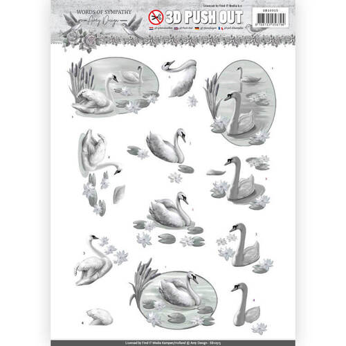 Amy Design Words of Sympathy 3D Pushout - Sympathy Swans SB10315