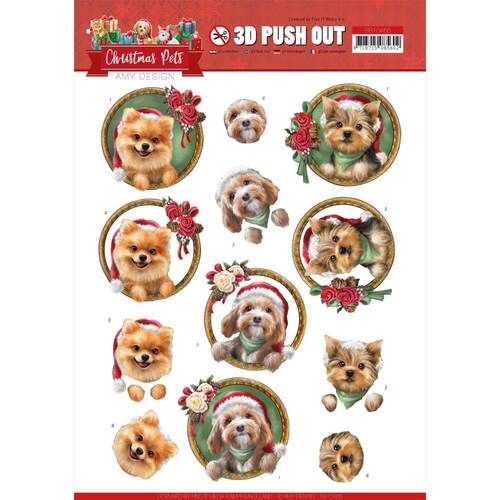 Amy Design Christmas Pets 3D Push Outs - Christmas Dogs SB10465