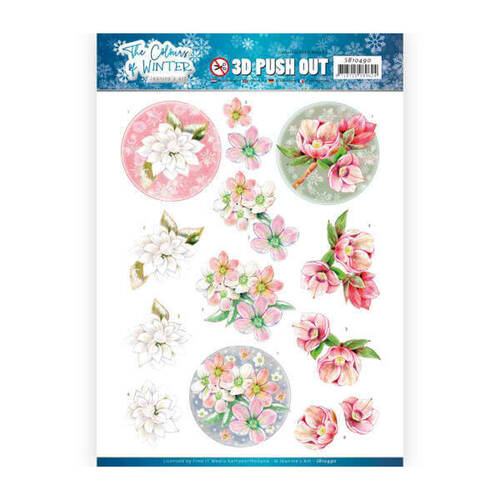 3D Push Out Decoupage The Colours of Winter - Red Winter Flowers - Jeanine's Art SB10490