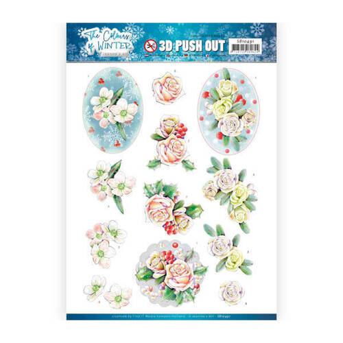 Decoupage 3D Push Out The Colours of Winter - Pink Winter Flowers - Jeanine's Art SB10491