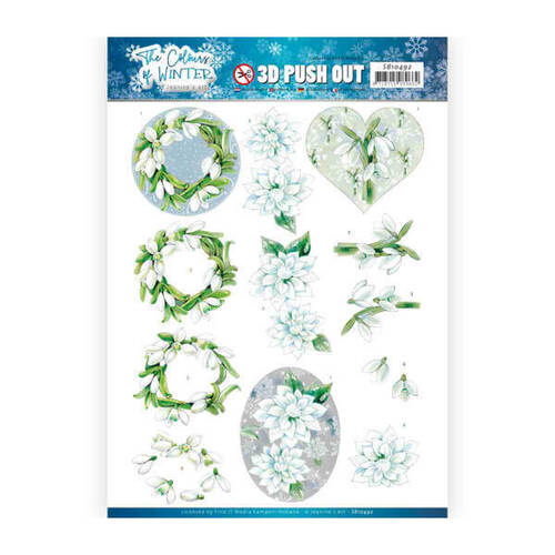 3D Push Out Decoupage The Colours of Winter  - White Winter Flowers - Jeanine's Art SB10492