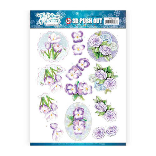 3D Push Out Decoupage The Colours of Winter - Purple Winter Flowers - Jeanine's Art SB10493