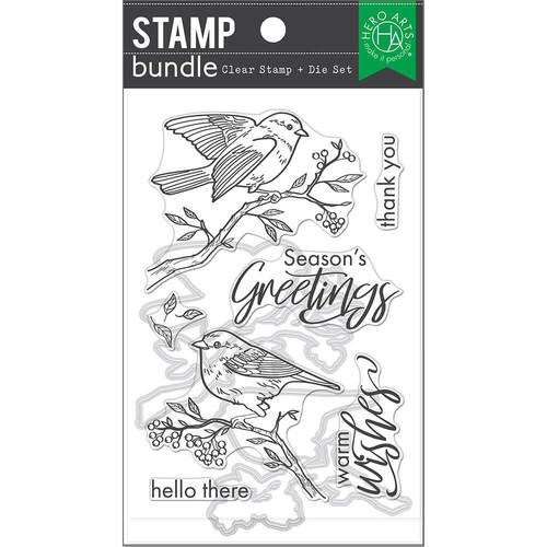 Hero Arts Clear Stamps and Dies - Finch Greetings SB327