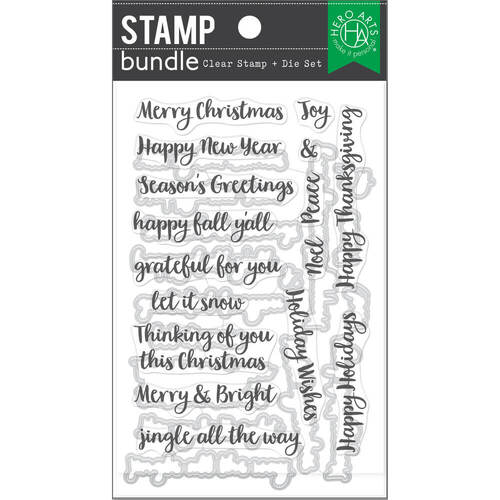 Hero Arts Clear Stamps and Dies - Holiday Season Messages SB373