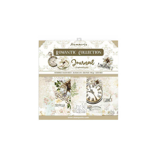 Stamperia Double-Sided Paper Pad 8"X8" 10/Pkg - Romantic Journal (10 Designs/1 Each)
