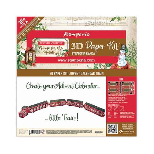 Stamperia 3D Advent Calendar Paper Paper Kit - Train - Romantic Home For The Holidays 