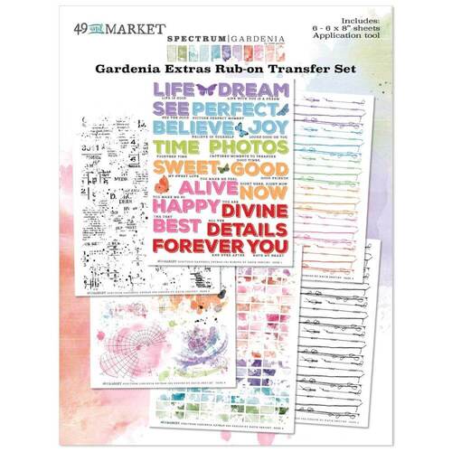 49 and Market Spectrum Gardenia Rub-Ons 6"X8" (6/Sheets) - Extras