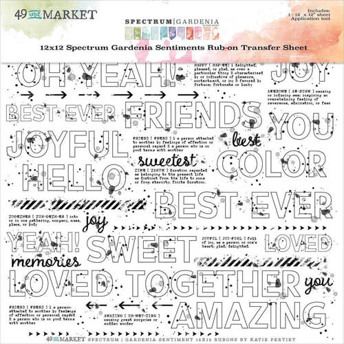 49 and Market Spectrum Gardenia Rub-Ons 12"X12" (1/Sheet) - Sentiments