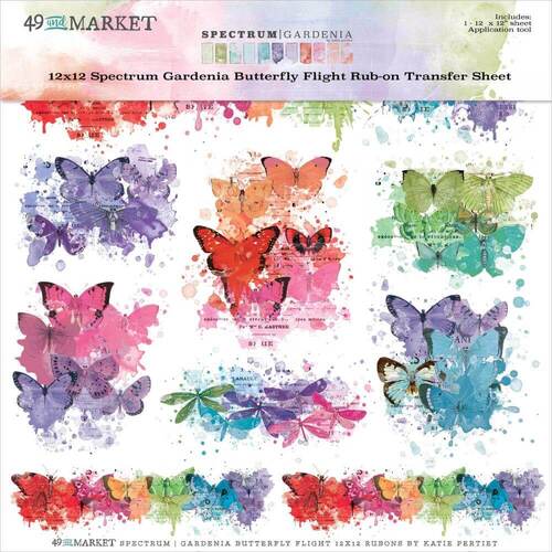 49 and Market Spectrum Gardenia Rub-Ons 12"X12" (1/Sheet) - Butterfly Flight