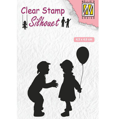 Nellie Snellen Clear Stamps Silhouette Child's Play - Children with Balloon SIL046