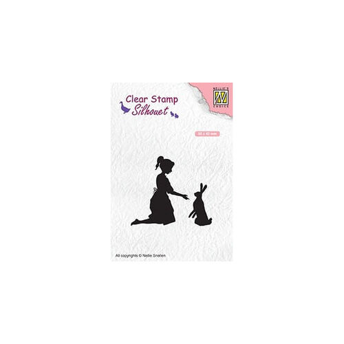 Nellie Snellen Clear Stamps Silhouet - Girl With Hare (50x43mm) SIL061