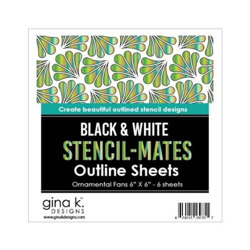 Gina K Designs Stencil-Mates Black and White Outline Sheets - Ornamental Fans