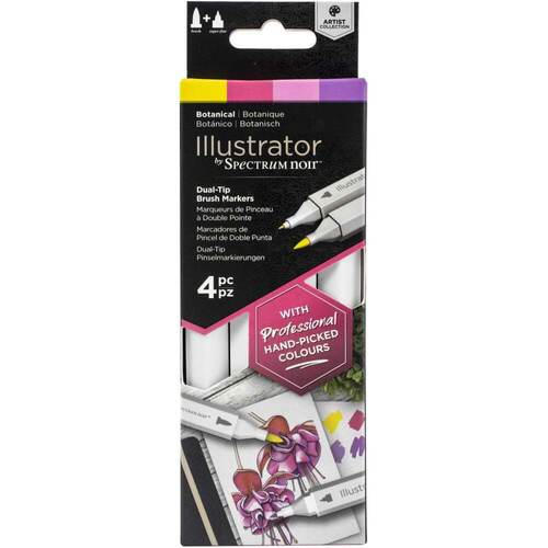 Spectrum Noir Illustrator Dual-Tip Brush Markers 4/Pkg - Botanical