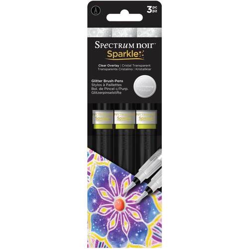 Spectrum Noir Sparkle Glitter Brush Pens 3/Pkg - Clear Overlay