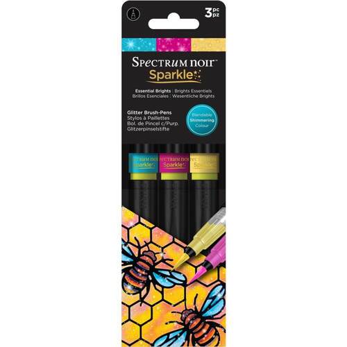 Spectrum Noir Sparkle Glitter Brush Pens 3/Pkg - Essential Brights