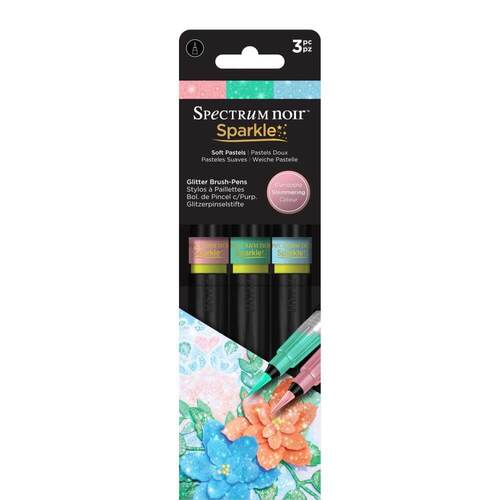 Spectrum Noir Sparkle Glitter Brush Pens 3/Pkg - Soft Pastels