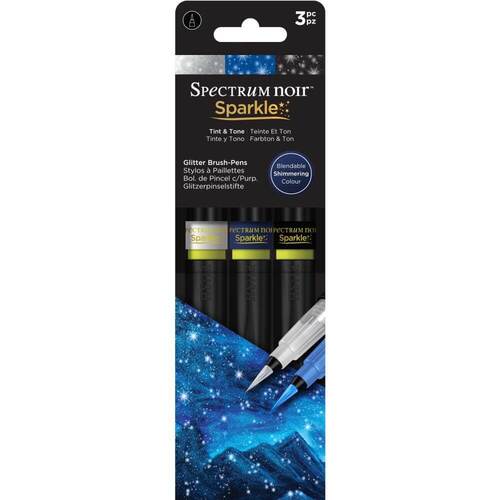 Spectrum Noir Sparkle Glitter Brush Pens 3/Pkg - Tint & Tone