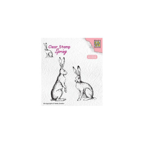 Nellie Snellen Clear Stamps Spring - Two Hares (24x65mm/35x52mm) SPCS014