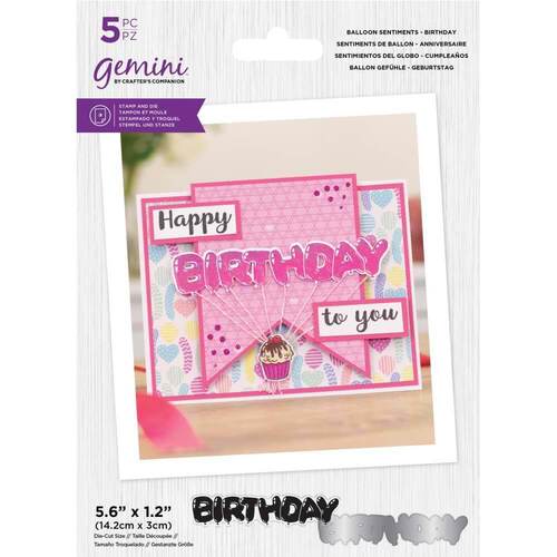 Crafter's Companion Gemini Clear Stamps & Dies - Birthday - Balloon Sentiments