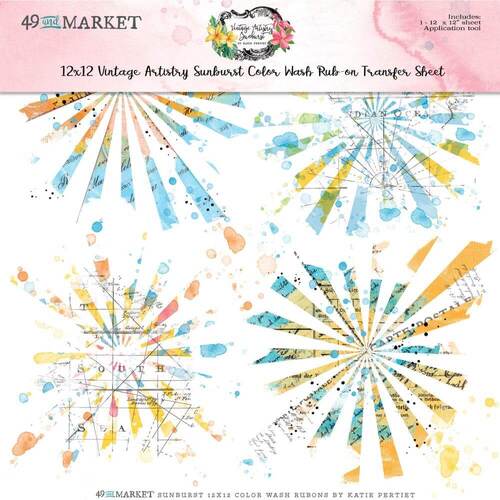 49 And Market Rub-Ons 12"X12" - Color Wash, Vintage Artistry Sunburst