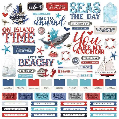 Simple Vintage Vintage Seas Cardstock Stickers 12"X12" - Combo
