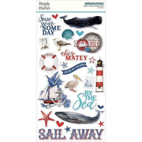 Simple Stories Chipboard Stickers 6"X12" - Simple Vintage Vintage Seas