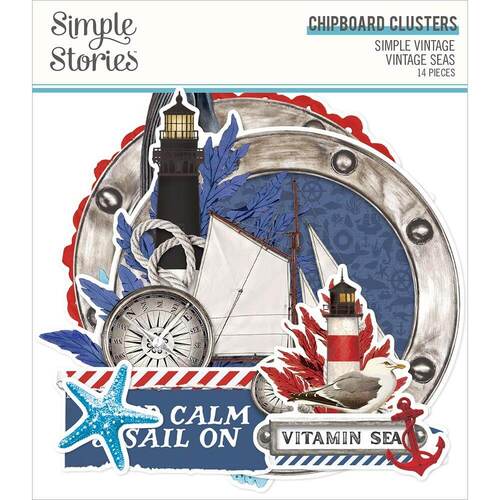 Simple Stories Chipboard Clusters - Simple Vintage Vintage Seas
