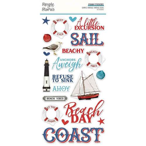 Simple Stories Foam Stickers 49/Pkg - Simple Vintage Vintage Seas