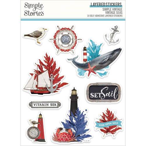 Simple Stories Layered Stickers 10/Pkg - Simple Vintage Vintage Seas