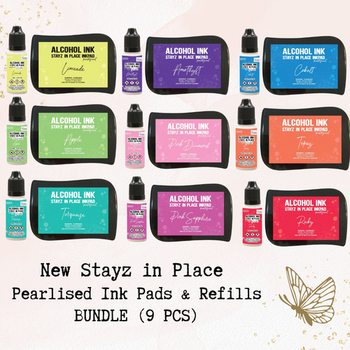Stayz in Place Pearlised Alcohol Inks and Reinkers BUNDLE 9 PCS