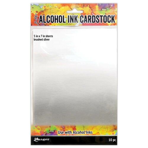 Tim Holtz Alcohol Ink Cardstock - Brushed Silver 5x7 (10 Sheets) TAC65494