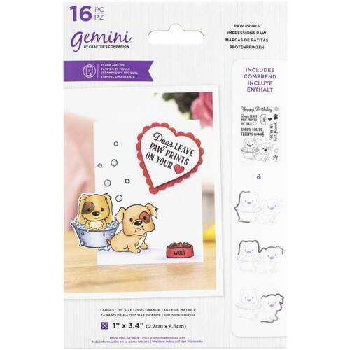 Crafter's Companion Gemini Stamps & Dies - Paw Prints
