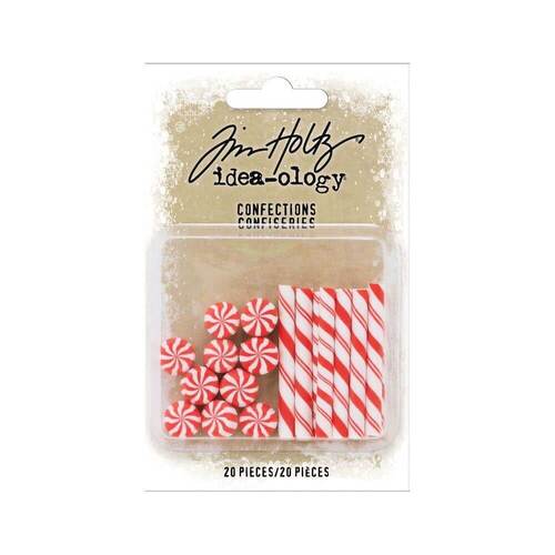 Tim Holtz Idea-ology - Red and White Sticks and Rounds Confections (20/Pkg) TH94210